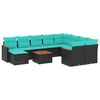 vidaXL 11-delt havesofas&aelig;t med hynder sort polyrattan