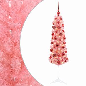 vidaXL Kunstigt smalt juletr&aelig; med julekugler 150 cm 150 LED'er