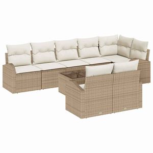 vidaXL Havesofa S&aelig;t med pude 9 pcs Beige og hvid polyrattan