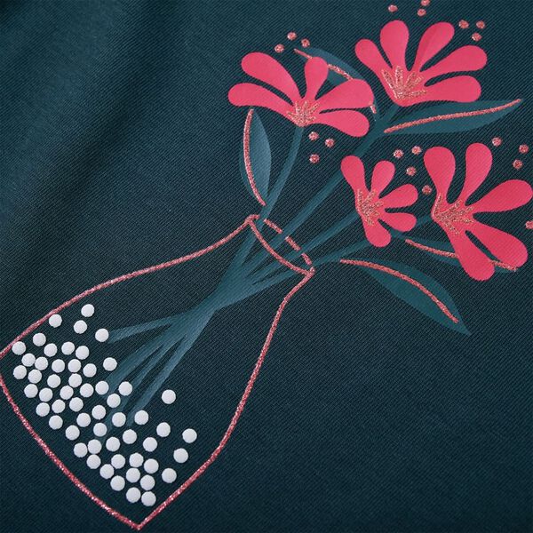 Lang&aelig;rmet T-shirt til b&oslash;rn str. 116 m&oslash;rkegr&oslash;n