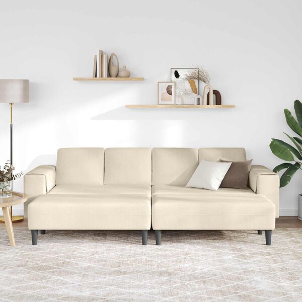 vidaXL Sofa Creme 250 x 188 x 76 cm Velourstof