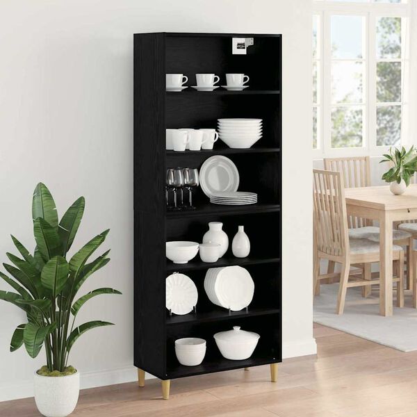 vidaXL Highboard Sort eg 69,5 x 32,5 x 180 cm Konstrueret tr&aelig;