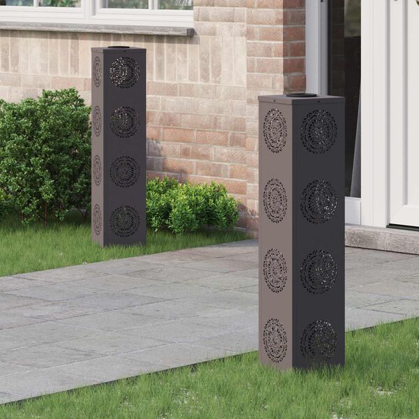 vidaXL Solar LED sti lys 2 pcs Sort Koldvalset St&aring;l