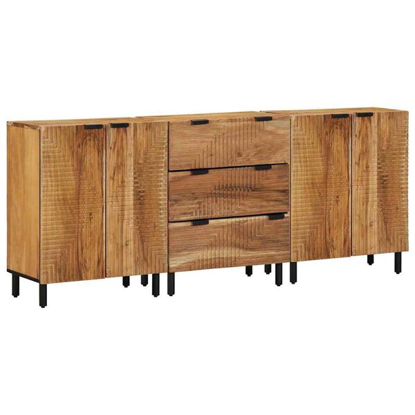 vidaXL Sideboard 3 pcs Brun 60 x 33 x 75 cm Massivt akacietr&aelig;