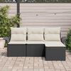 vidaXL Havesofa S&aelig;t med pude med opbevaring 4 pcs Sort Poly rattan