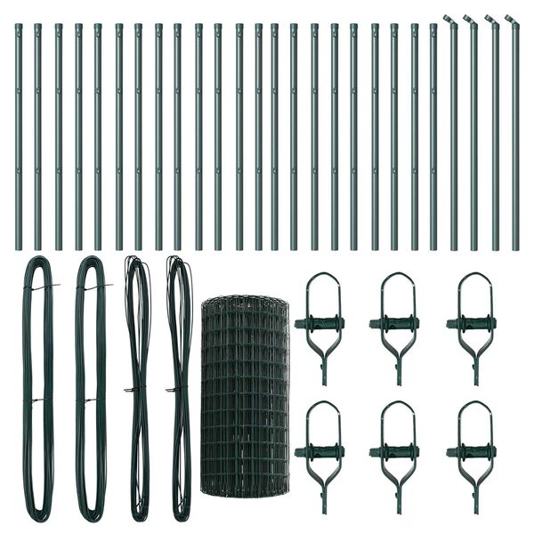vidaXL Hegn med post Gr&oslash;n 0,4 x 50 m St&aring;l og PVC