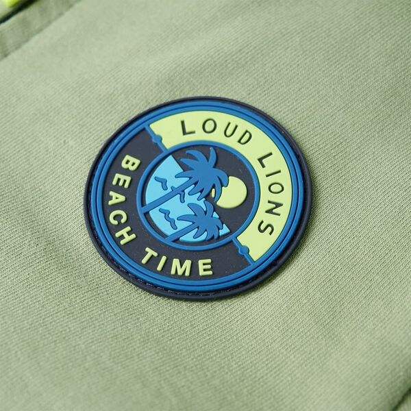 Hættetrøje til børn str. 92 med lynlås lys kakifarve