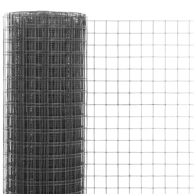 vidaXL hønsenet stål med PVC-belægning 25 x 1 m grå