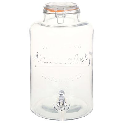 vidaXL vanddispenser XXL med tappehane gennemsigtig 8 l glas