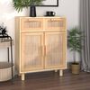 vidaXL skænk 60x30x75 cm massivt fyrretræ og naturlig rattan brun
