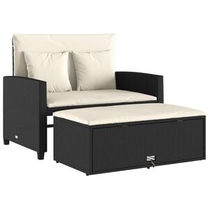 vidaXL 2-personers havesofa med hynder polyrattan sort