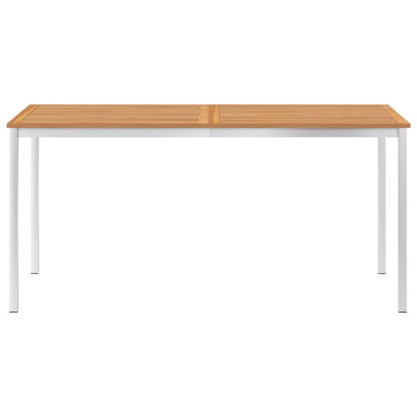 vidaXL spisebordss&aelig;t 5 dele massivt teaktr&aelig; og rustfrit st&aring;l