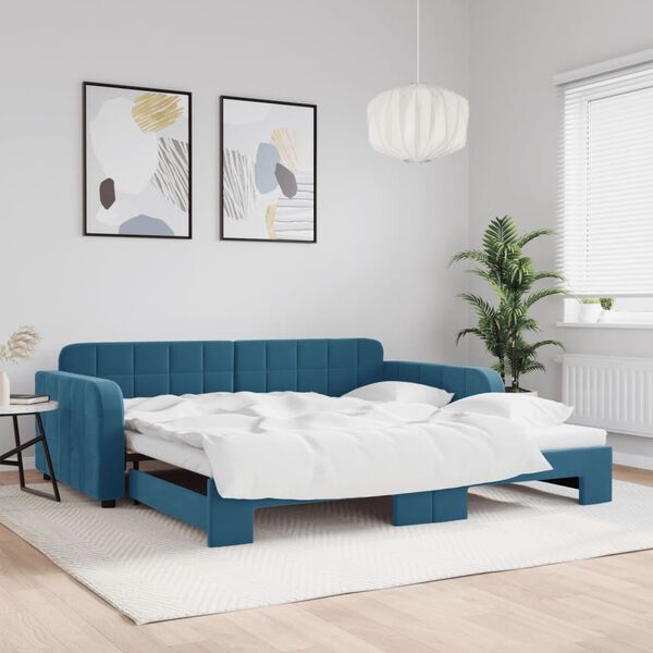 vidaXL daybed med udtræk 100x200 cm velour blå