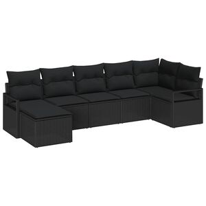 vidaXL Sofa S&aelig;t 7 stk. Sort polyrattan