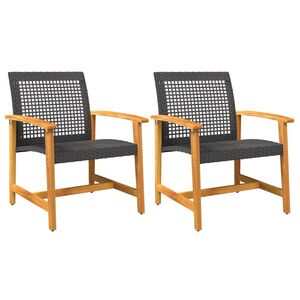 vidaXL havestole 2 stk. polyrattan og akacietr&aelig; sort
