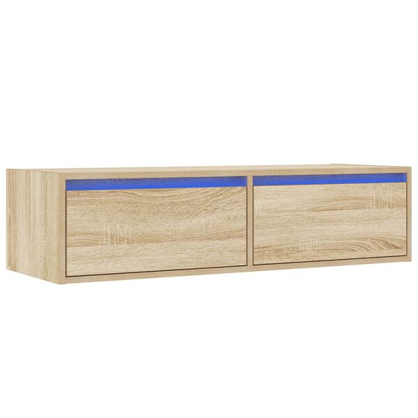 vidaXL tv-bord med LED-lys 100X35,5x25 cm sonoma-eg