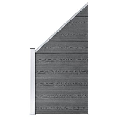 vidaXL hegnssæt 2 firkantede + 1 skrå 446 x 186 WPC grå