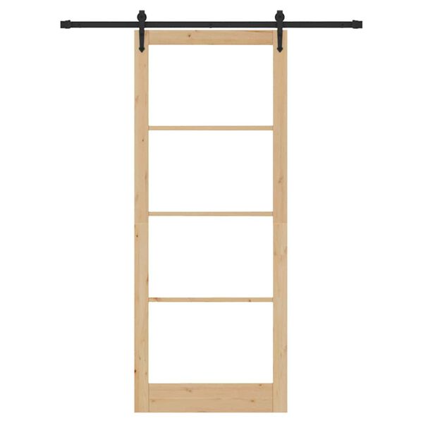 vidaXL Skyded&oslash;r Naturfarvet 83 x 232 cm Massivt fyrretr&aelig; og glas