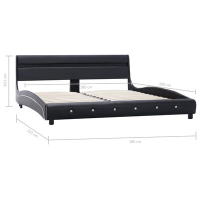 vidaXL sengestel med LED 180x200 cm kunstlæder sort