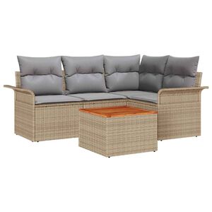 vidaXL Havesofa S&aelig;t med pude 5 pcs Beige polyrattan