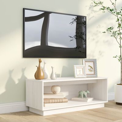 vidaXL tv-bord 90x35x35 cm massivt fyrretræ hvid