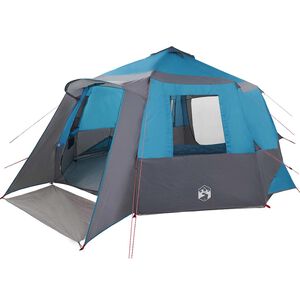 vidaXL Cabin tent til 12 personer Bl&aring; og gr&aring; 500 x 500 x 294 cm