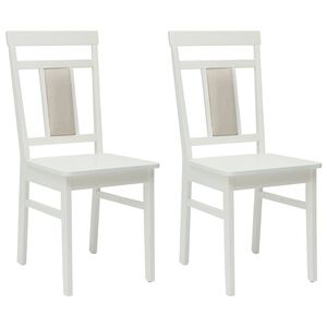 vidaXL Spisestuestol 2 stk. Massiv Gummitr&aelig; Hvid 36 x 44,5 x 91,5 cm