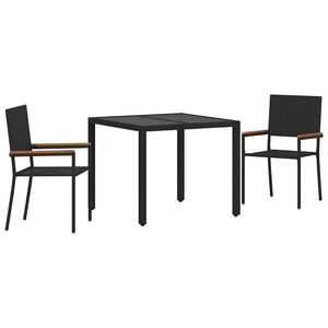 vidaXL Have Spisebordss&aelig;t 3 stk. Sort polyrattan