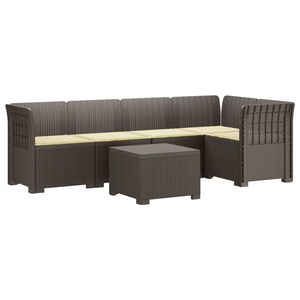 vidaXL 5-personers Havem&oslash;bel Sofa med Hynder Rattan Look PP Lysegr&aring;
