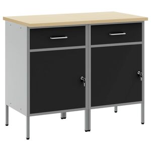 vidaXL Arbejdsskab med skuffe 2 pcs Sort og gr&aring; 100 x 55 x 85 cm