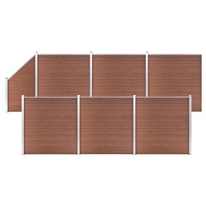 vidaXL hegnss&aelig;t 6 firkantede + 1 skr&aring; 1138 x 186 WPC brun