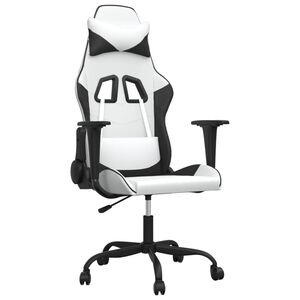 vidaXL gamingstol m. massagefunktion kunstl&aelig;der hvid og sort