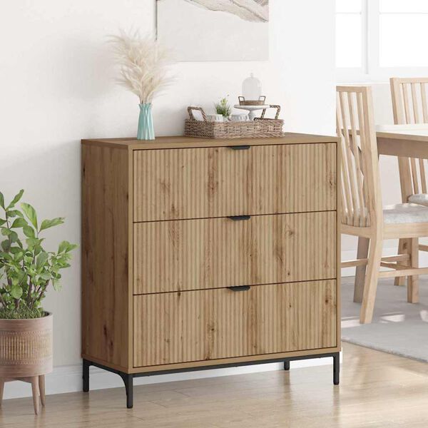 vidaXL Sideboard Artisan Egetr&aelig; 79,5 x 33 x 82 cm Konstrueret tr&aelig;