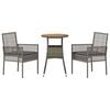 vidaXL Have Spisebordssæt 3 pcs Grå polyrattan