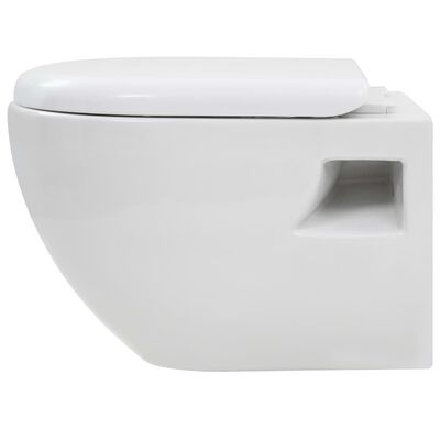 vidaXL væghængt toilet keramik hvid