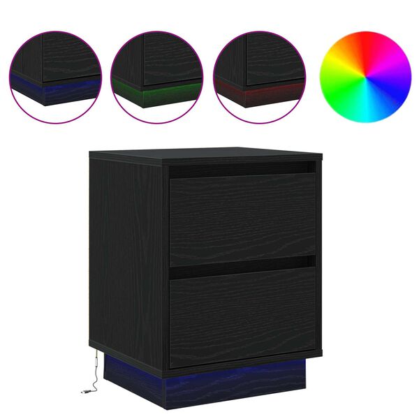 vidaXL Natskab med skuffe Sort eg 39 x 34,5 x 50 cm Konstrueret træ