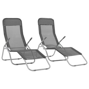 vidaXL foldbare liggestole 2 stk. textilene antracitgr&aring;