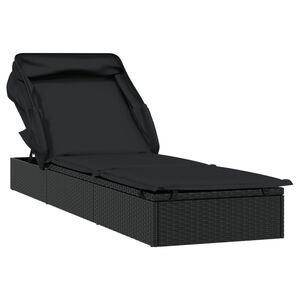 vidaXL liggestol med foldbart tag 213x63x97 cm polyrattan sort
