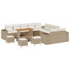 vidaXL Havesofa S&aelig;t med pude 14 pcs Beige polyrattan