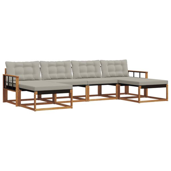 vidaXL Udend&oslash;rs sofagruppe med pude 6 pcs Naturlig og Lys Gr&aring;