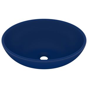 vidaXL luksuri&oslash;s h&aring;ndvask 40x33 cm keramisk oval mat m&oslash;rkebl&aring;