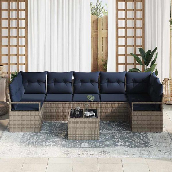 vidaXL Sofa S&aelig;t 8 pcs Gr&aring; polyrattan