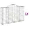 vidaXL buede gabionkurve 3 stk. 200x30x120/140 cm galvaniseret jern