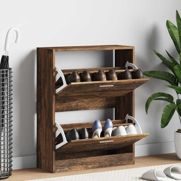 vidaXL skoskab 63x24x81 cm konstrueret tr&aelig; r&oslash;get egetr&aelig;sfarve