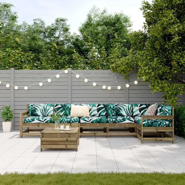 vidaXL sofas&aelig;t til haven 7 dele impr&aelig;gneret fyrretr&aelig;