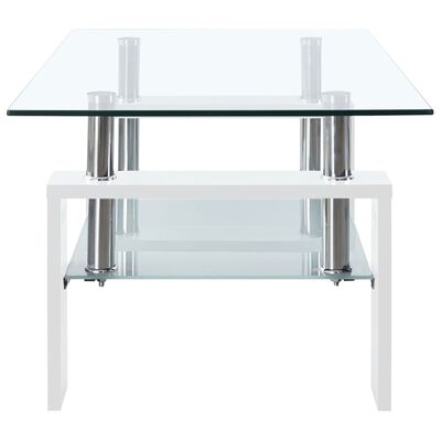 vidaXL sofabord 95x55x40 cm hærdet glas hvid og transparent