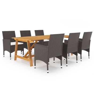 vidaXL spisebordsstole til haven 7 dele brun