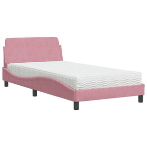 vidaXL seng med madras Dover 100x200 cm velour lyser&oslash;d