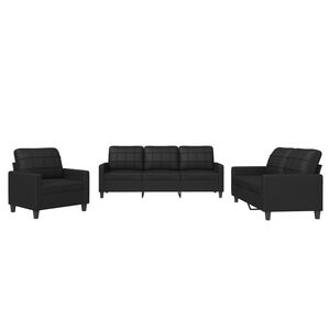 vidaXL sofas&aelig;t 3 dele med hynder kunstl&aelig;der sort