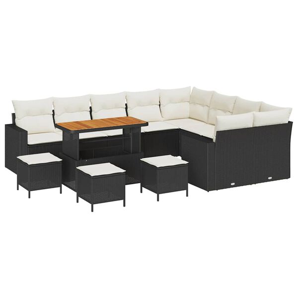 vidaXL Havesofa S&aelig;t 13 pcs Sort polyrattan